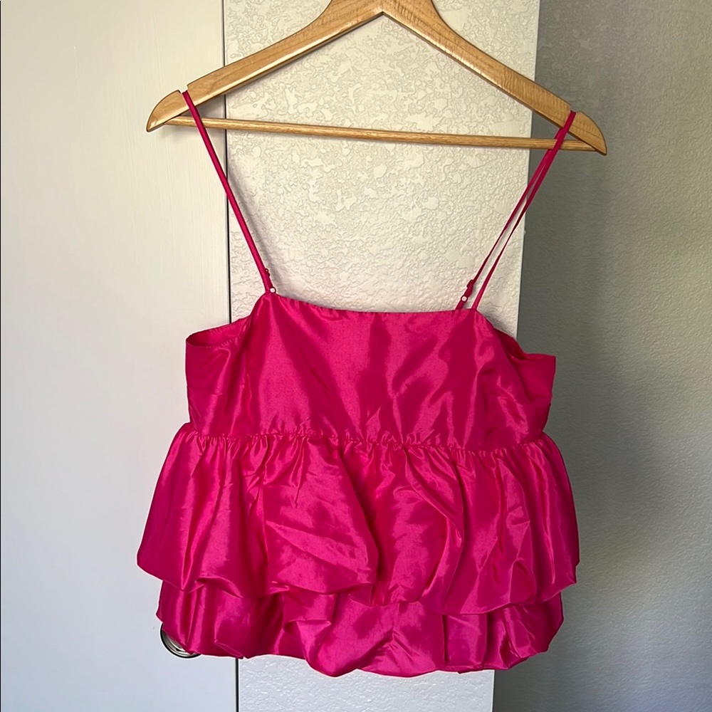 Vibrant Pink Ruffled Camisole Top